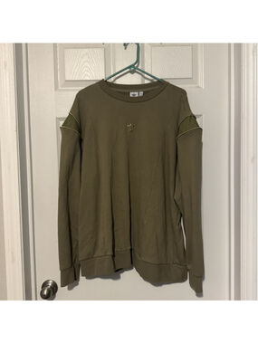 Women’s Adidas Crew Sweatshirt plus Size 1X Zipper Accents Green Pullover Shirt